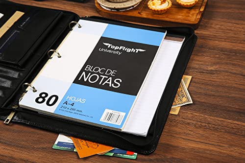 Handmade Leather Portfolio Binder - 3 Ring Binder Portfolio Genuine Leather Business Padfolio, Personlized Legal Pad Folio Folder for Lefty & Righty - Oil Black