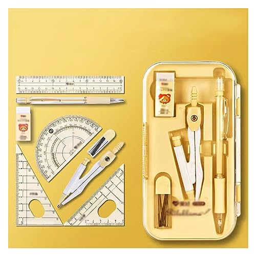 maths set protractor set8 Pieces Compass for Geometry Math- Student Supplies Drawing Compass, Protractor, Rulers, Pencil Lead Refills, Pencil, Eraser for Students and Engineering Drawing Compass Set (