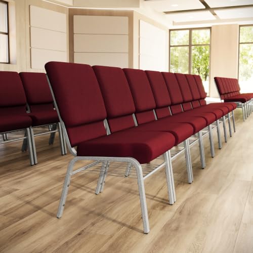 Flash Furniture Hercules 18.5 in Wide Fabric Church Chair, Burgundy
