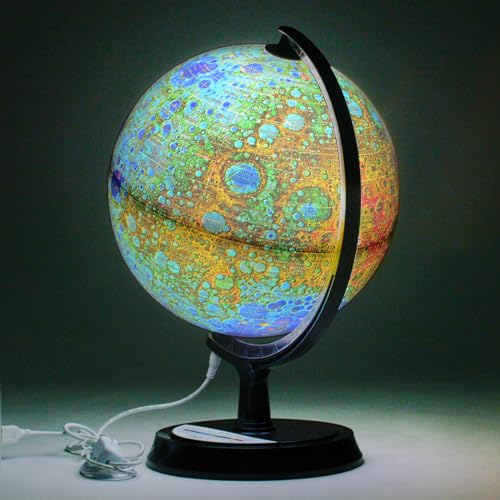 Mapsoft Guide Illuminated Topography Moon Globe, 24cm/9.5", MTI-24