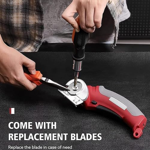 FENOKD Electric Scissors Cloth and Cardboard Cutter, 2000Mah Cordless Handheld Round Scissors Rotary Cutter, Rechargeable Leather Fabric Cutting Tool with Storage Box for Craft,Green