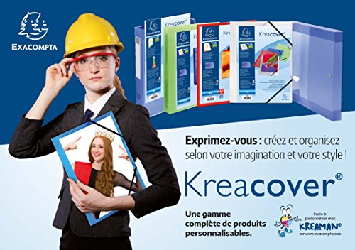 Exacompta Kreacover PP Press Stud Filing Box, A4, 40 mm Spine - Assorted Colours, Pack of 5