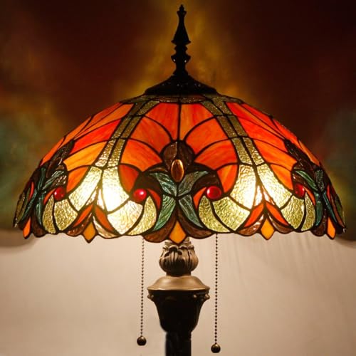 WERFACTORY Tiffany Floor Lamp 64 Inch Stained Glass Standing Reading Light
