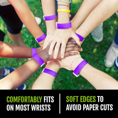 5,000 WristCo Purple Tyvek Wristbands for Events - Tamper-Proof