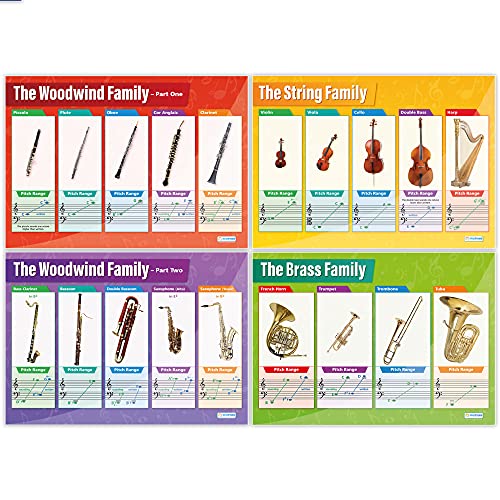 Daydream Education Musical Instruments Classroom Posters - Set of 10 - EXTRA LARGE 33" x 23.5" - Laminated - Music Middle & High School Class Decoration - Wall Charts