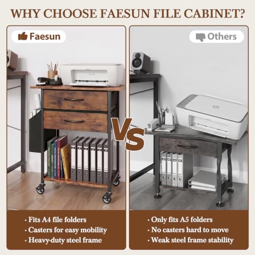 Faesun Printer Stand with Storage, 22In Printer Table with 2 Fabric Drawers