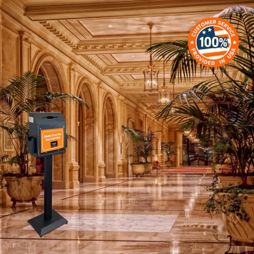 Powervize Floor Stand Offering Box, Lockable Donation & Ballot Box, Black