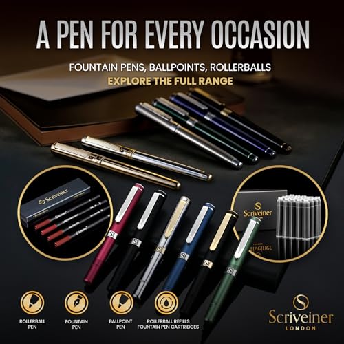 Scriveiner Personalized Red Rollerball EDC Pen, Stunning Pocket Pen with Chrome Finish, Cool Writing Pen, Best Pen Gift, Best Engraved Roller Ball Gift Set for Men & Women, Custom Name Engraving
