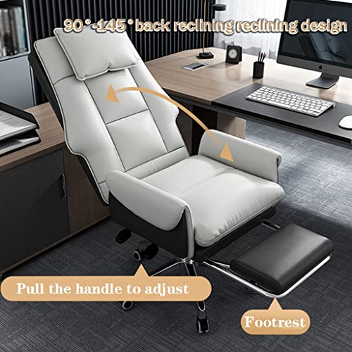 Executive Chair Comfortable Managerial Chairs Home, 360° Rotation Computer Chair, Ergonomic Office Chairs with Headrest, Bearing 150KG(White)