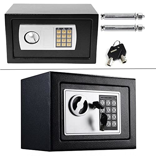 TBLOTYD Black 4.6L Security Safe Cash Box, 17X23X17Cm, for Home Business Office Hotel Money Document Jewelry Passport