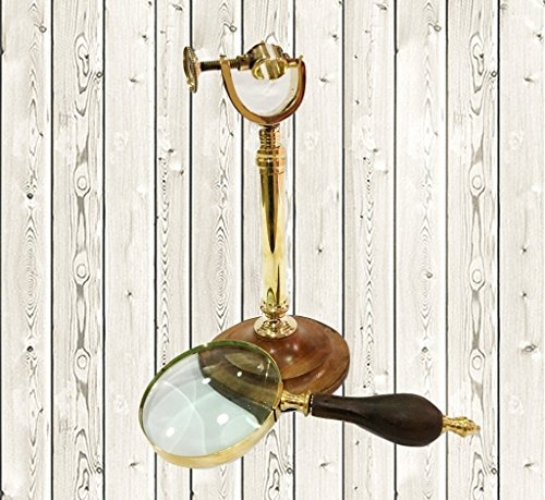 Vintage Brass Adjustable Magnifying Glass Desk Stand 4" Magnifier Table Top