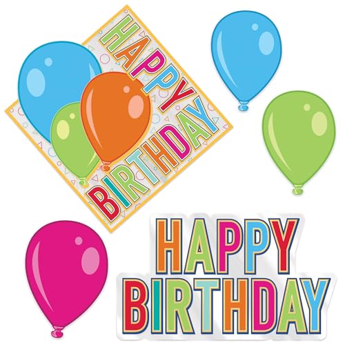Happy Birthday Cutout Wall Decorations - 11" - Multicolor - Pack of 12