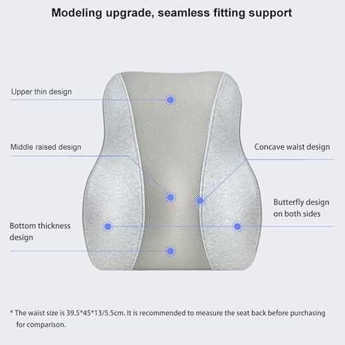 GFHSKRPL Memory Foam Lumbar Support Cushion for Back Waist Orthopedic Pillow Office Chair Car Seat Massage Pad