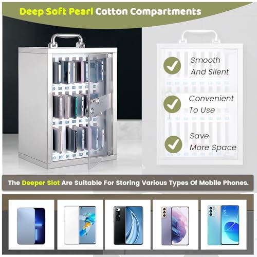UHRLGHS Storage Box,Slot Box,Mobile Phone Storage Box,Lock Box Phone,Wall Mount Storage Box,Cell Phone Holder Classroom,Wall-Mounted(Silver 48Slots)