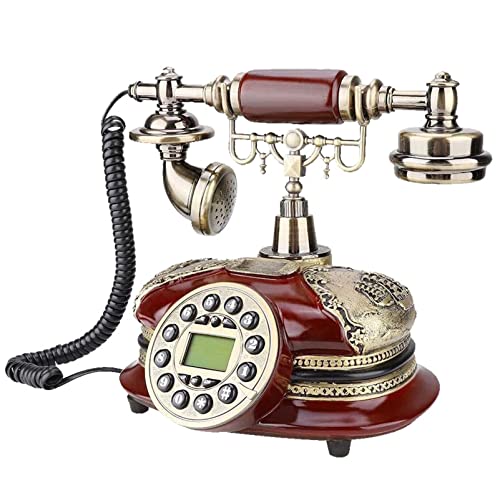 saditesdk Antique Landline Telephone, Retro Classic Landline with Redial Function LCD Backlit Display, Vintage Dial Phone for Home