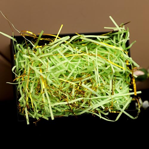 ETAZMDITE Shredded Paper for Gift Boxes, Glitter Shredded Tissue Paper Multicolor Gift Filling Material With Gold Threads 500g-1000g(Orange,1000 g)