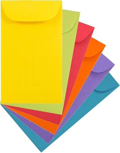 JAM PAPER #3 Coin Business Colored Envelopes - 2 1/2 x 4 1/4 - Assorted Primary Colors - 150/Pack