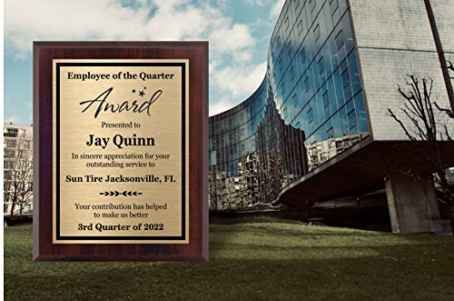 Employee of The Quarter Award 8x10 - Personalized Plaque, Customize Now!