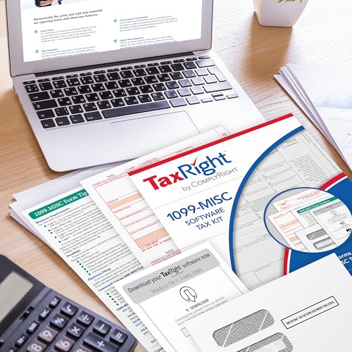 ComplyRight TaxRight Set 1099-MISC (4-Part) with Self-Seal Envelopes and Software, 10-Pack, Tax Filing for Business