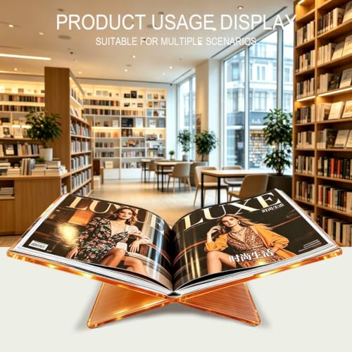 Wood Grain Acrylic Book Stands,Open Bookstand|Coffee Table Book Stand