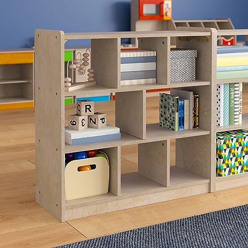 Classroom Essentials Commercial Grade 8 Section Modular Wooden Classroom Open Storage Unit, Safe, Kid Friendly Design, Natural