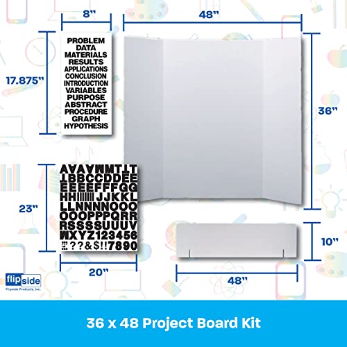 Flipside Products 36" x 48" Project Board Kit, 10 Pack, School Presentation Display Board and Supplies, Trifold Kits, Letters, Titles, Header Display, Presentation, All in One