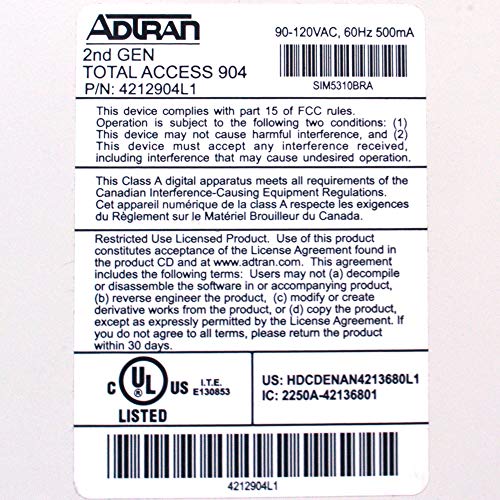 Adtran TA904-2GEN Ta 900 Systems; T1 Voip (4212904l1)