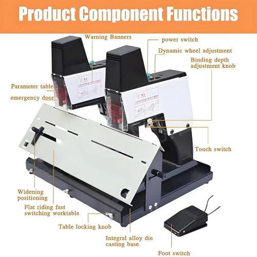 Automatic Saddle Binder with Jam Protection, Electric Desktop Stapler for Flat and Vertical Binding of Up to 40 Sheets (Double)