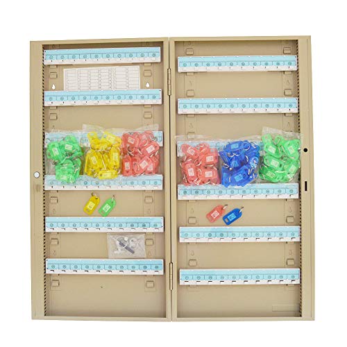 HayWHNKN Key Lock Cabinet Adjustable Key Cabinet Lock Box Organization Shelves with Key Hang Beige 100 Position