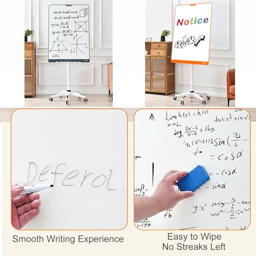 Rolling Whiteboard Magnetic, Dry Erase Board with Stand, Standing White Board on Wheels, Adjustable Height(Gray,60x90cm/24x35in)