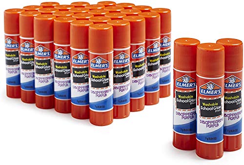Disappearing Purple School Glue, Washable, 30 Pack, 0.24-Ounce Sticks (2 Pack)