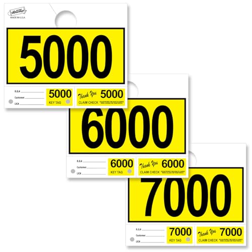 Versa-Tags Yellow 3-Part Dispatch Hang Tags, 3000 Count, 5000-7999