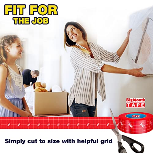 BigMouth Tape - 6 Rolls Double Sided Tape, 6-inch x 1800-Inch, Strong Tape, Mounting Tape Heavy Duty, Clear Double Sided Tape, Double Stick, Wide Tape, Reusable