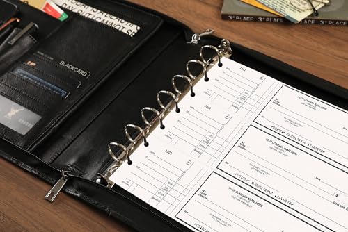 DUKE&COW Personalized 7 Ring Check Binder - Genuine Leather Business Checkbook Binder & Portfolio for Letter Size, 600 Checks Capacity, Oil Black