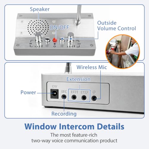 Window Intercom Window Speaker Two Way Intercom Speaker with Mute Function Ticket Counter Interphone for Bank Office Restaurant Hospital Clinic Silver