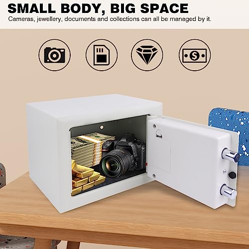 TBLOTYD Safe, Home Safe Waterproof, Fireproof Safe with Pre-Drilled Holes, Digital Keypad Key and Emergency Battery Box/Black/16L ，White-4.6L