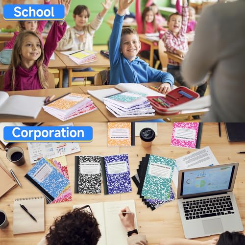 UZLU 48 Pack Mini Composition Notebooks 4.5x3.25 Inch College Ruled