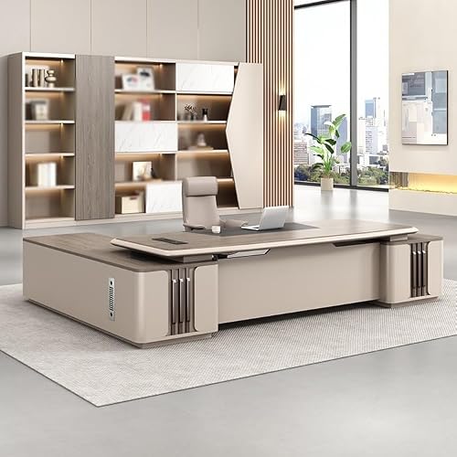 LINKIO Home Office Desks Atmospheric Boss Office Modern Furniture President Manager Desk Leadership Desk Computer Table Desk(2.2m)