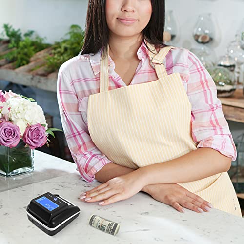 Portable Counterfeit Bill Detector for Usd EUR, Rechargeable Money Checker Machine with UV/Mg/Ir, LED Display & Total Value, Compact Banknote Tester for Store Office Home