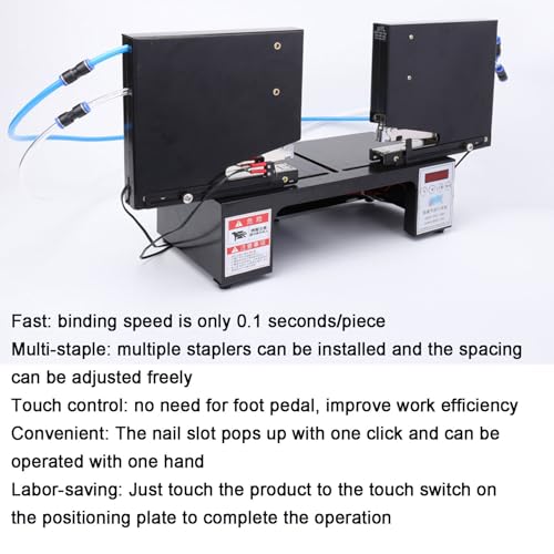 0.95-13.8in Electric Saddle Stapler, Opposite Double Head Pneumatic Stapler, 100mm Industry Automatic Binding Machine, with Pop-up Nail Slot&Yield Counter, for Printing Houses, Offices, Publishers