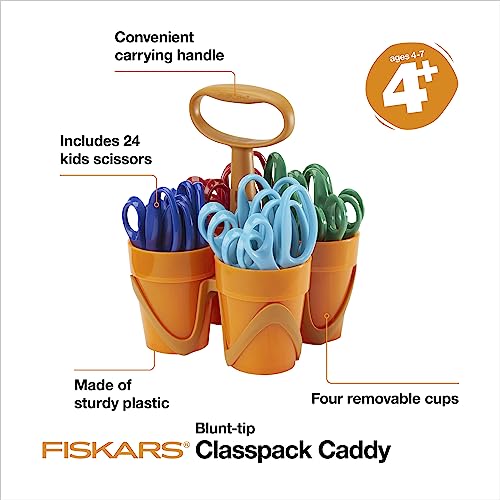 Fiskars 5" Blunt-Tip Scissors, Kids Ages 4-7, Assorted Colors, 24-Pack