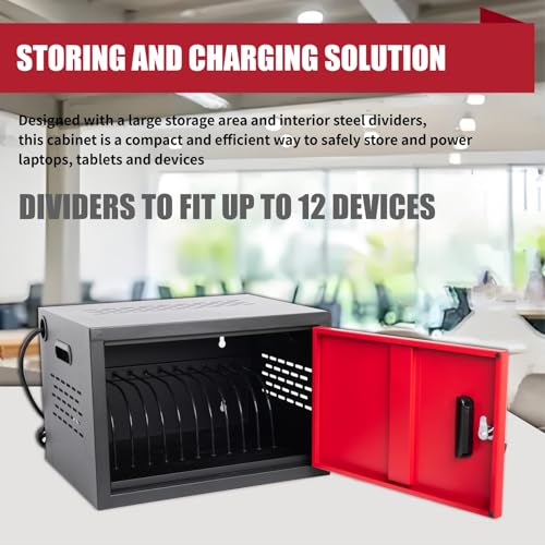 VOOTOLOVER 12-Bay Charging Cart for Chromebook/Tablet, Red + Black