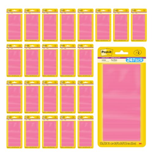 Post-it Super Sticky Notes, 3 in. x 8 in., Energy Boost Collection, 24-Pack