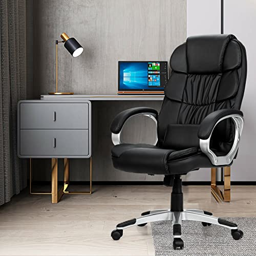 FZGGWYHL Heavy Duty Home Office, Comfortable Heavy Duty Design, Ergonomic High Back Cushion Lumbar Back Support, Computer Desk, Big and Tall, Adjustable Executive Leather with Arms