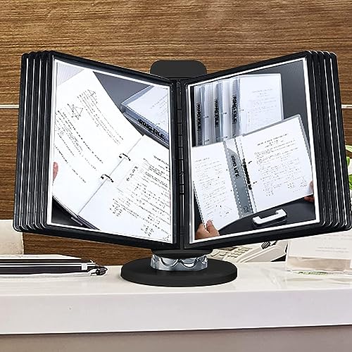 Wall Mounted File Holder, Deluxe Catalog Display Rack, 10 Double-Sided Display Pockets, Letter-Size, Adjustable Desk Reference Organizer, for Office/Home Display and Storage A4 Poster Documents