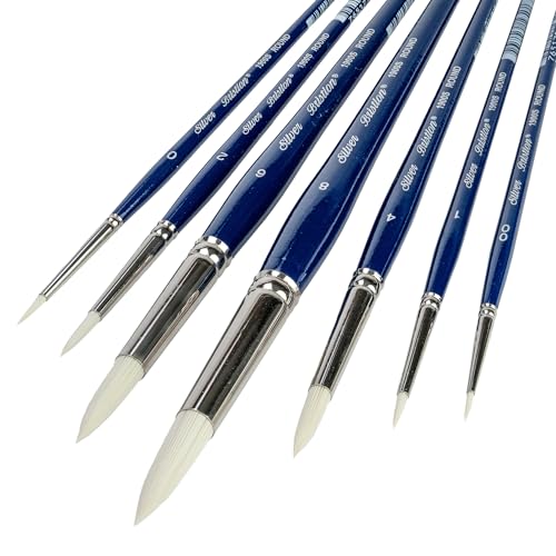 Silver Brush Limited Bristlon Short Handle Rounds Oil Paintbrush Set, 7pc