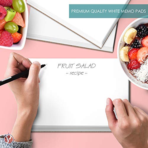 5 x 8" Blank White Memo Pads with Chipboard on the Back – Great for Writing Notes, To-Do Lists, Reminders and Shopping Lists | Gummed Top, Easy Sheet Removal | 50 Sheets per Pad, 10 Pads per Pack