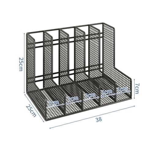 File Organizer Desk File Organizer 5 Sections Upright Mesh Desktop Sorter Office Holder(Black)