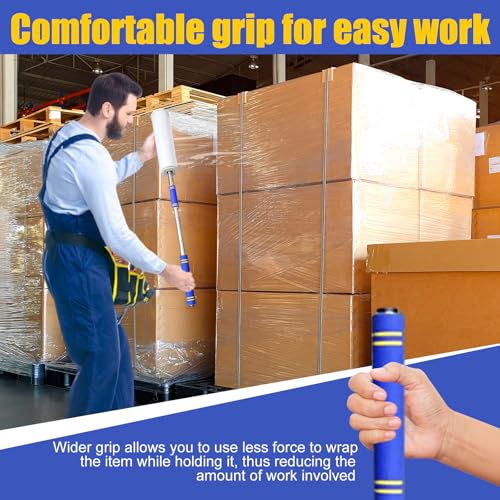 Long Handle Pallet Stretch Wrap Dispenser, Stretch Film Packing Machine, Stretch Film Dispenser Pole Holder, for Film Width 12-20 inch、Rolls 1.5" to 3" Diamater Cores Pallet Wrap (48in) (2 PCS)