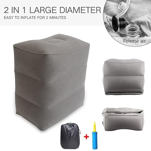 WODHAZNC Inflatable Foot Pillow for Travel Rest Airplane Car Bus Footrest Pillows Kids Flight Sleeping Resting with Air Pump(D)
